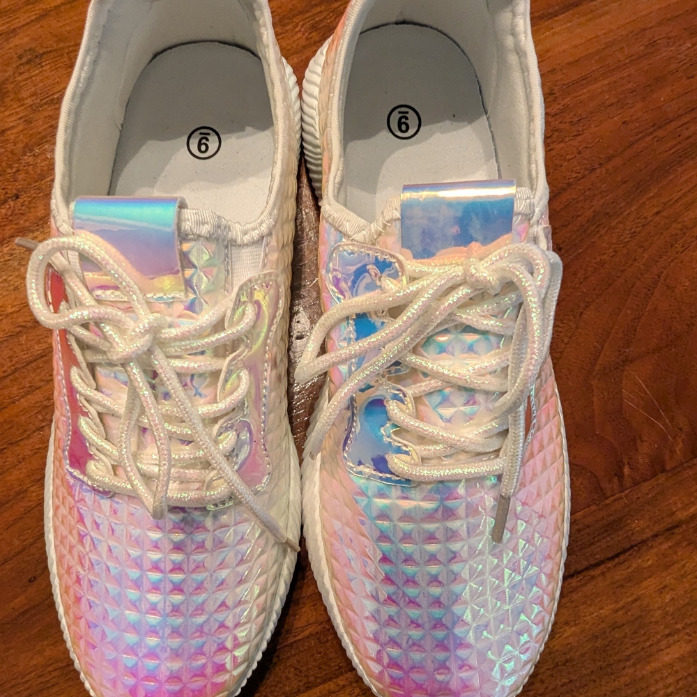 Holographic Lace-Up Sneakers